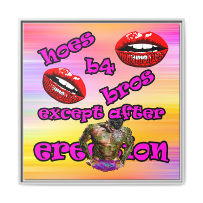 hoes b4 bros - framed canvas art (color blur)