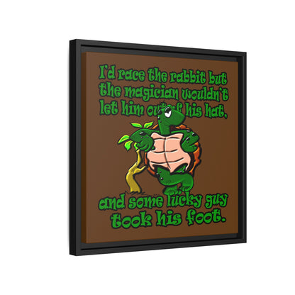 turtle race - framed canvas art (brown)