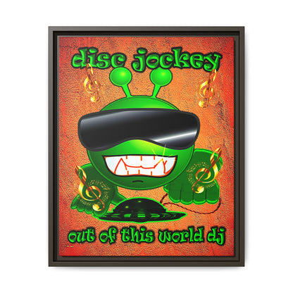 disc jockey - framed canvas art (burnt orange)