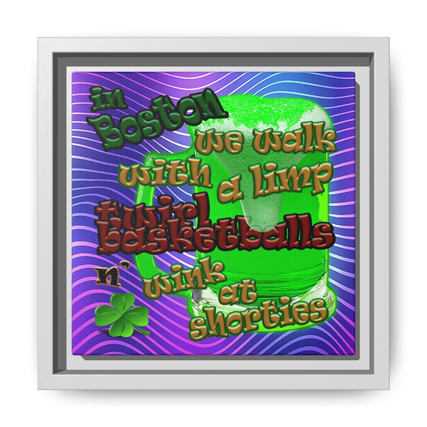 celtics logo - framed canvas art (purple wave)