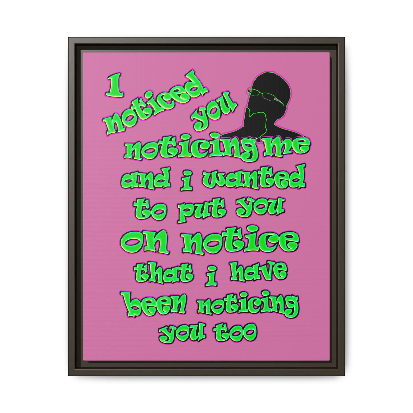 noticed you noticing - framed canvas art (light pink)