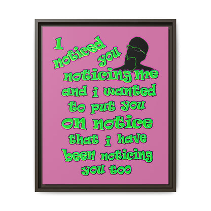 noticed you noticing - framed canvas art (light pink)