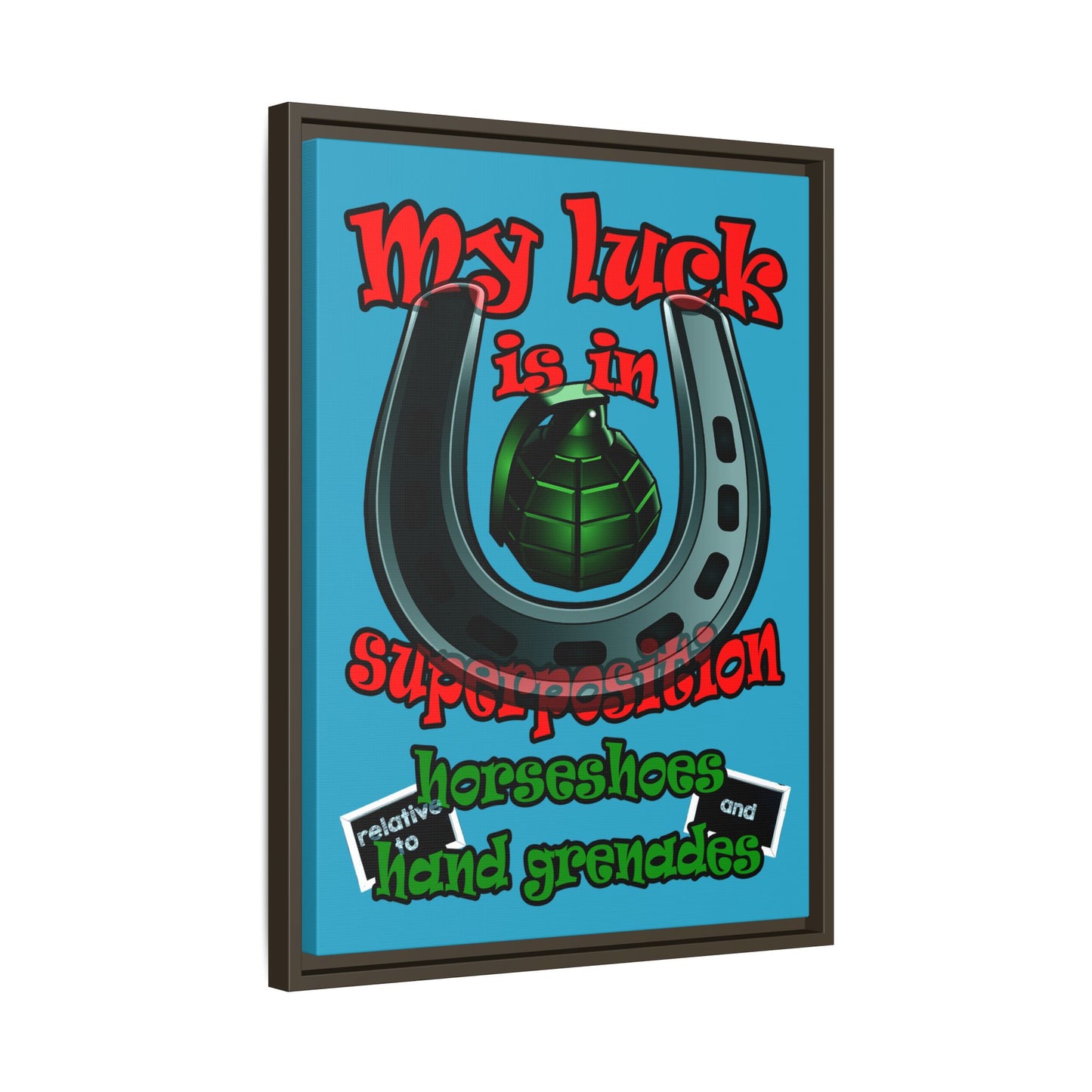 my luck - framed canvas art (turquoise)