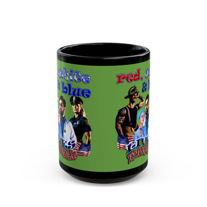 rw&b lives matter - Black Mug (green)
