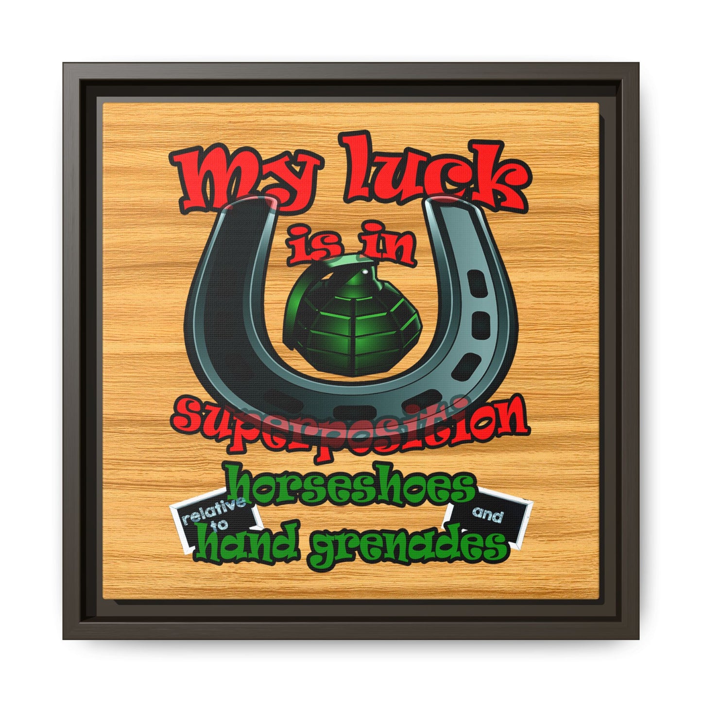 my luck - framed canvas art (butterscotch wood finish)