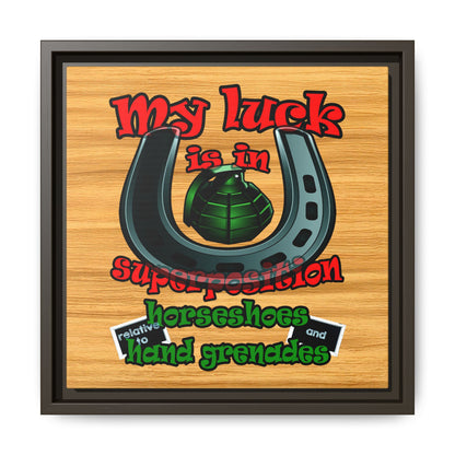 my luck - framed canvas art (butterscotch wood finish)