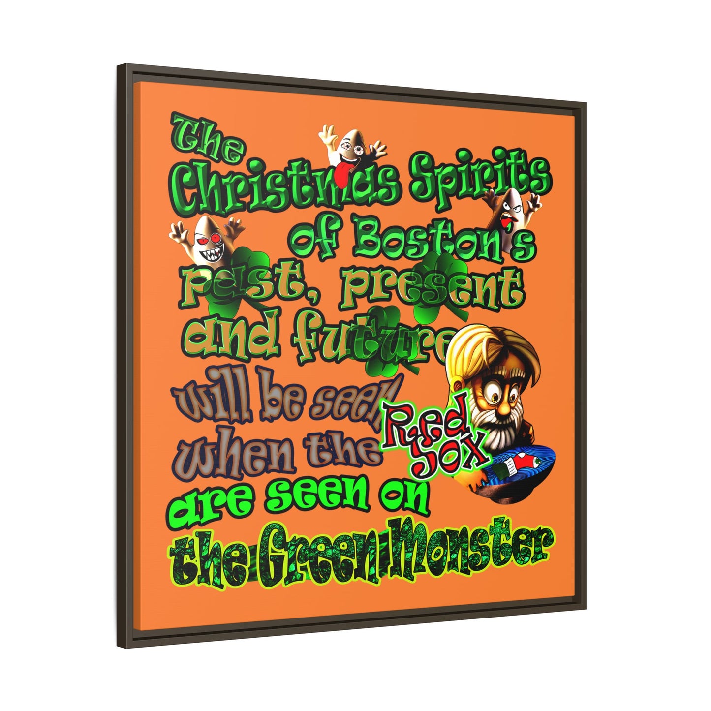 christmas spirits of boston - framed canvas art (crusta)