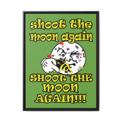 shoot the moon again - framed canvas art (green)