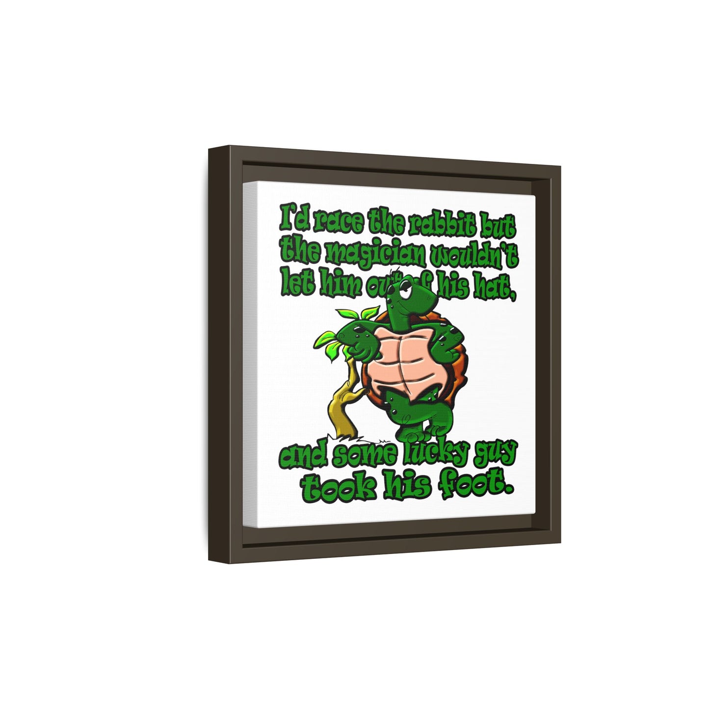 turtle race - framed canvas art (white)