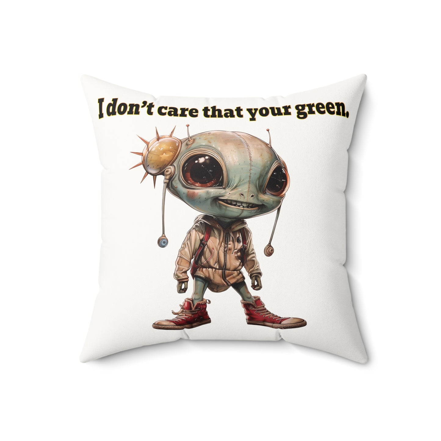 I don't care that your grey - Faux Suede Square Pillow - (white)