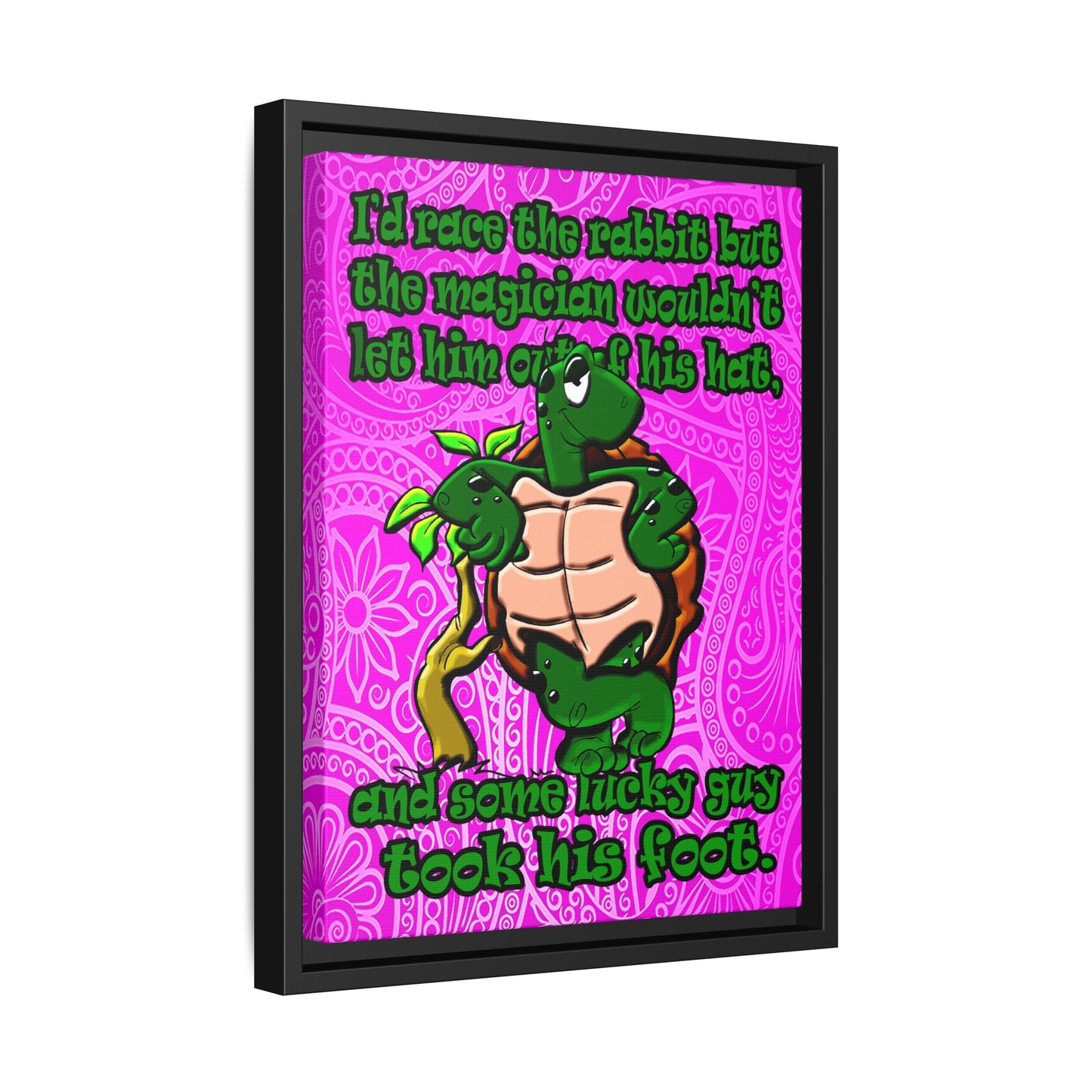 turtle race - framed canvas art (pink swirl)