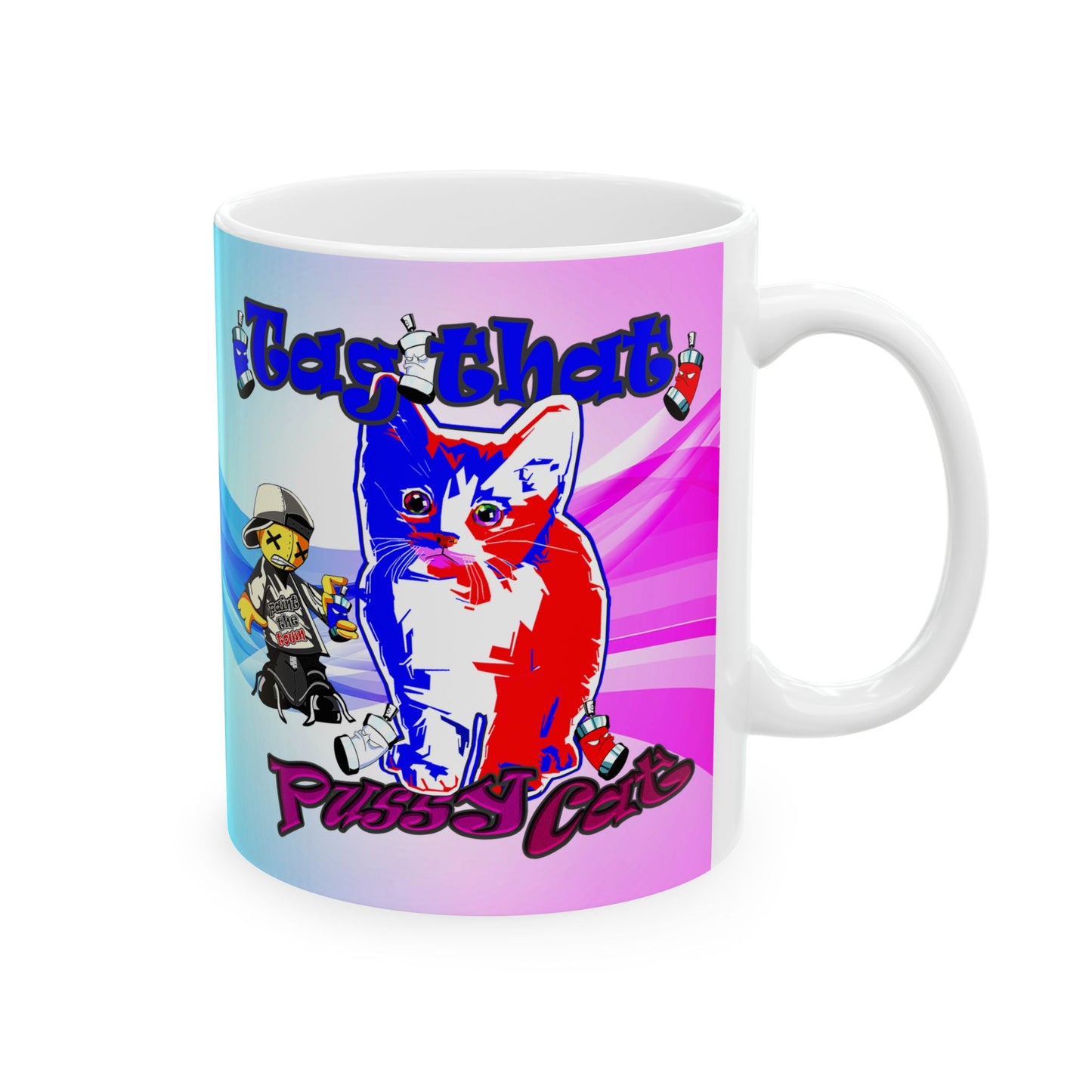 tag that - White Mug (light blue-pink wave)