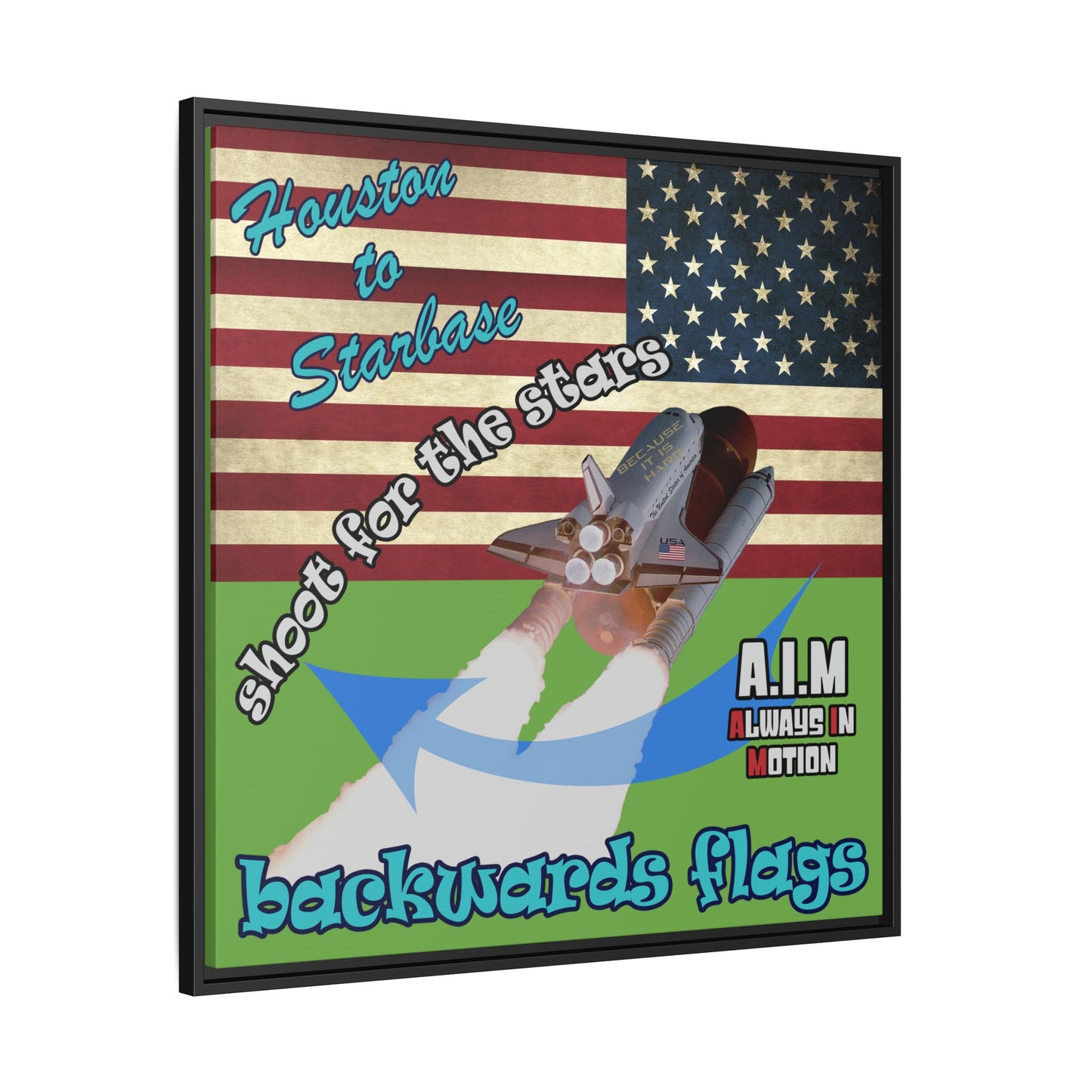 shoot for the stars - framed canvas art (green)
