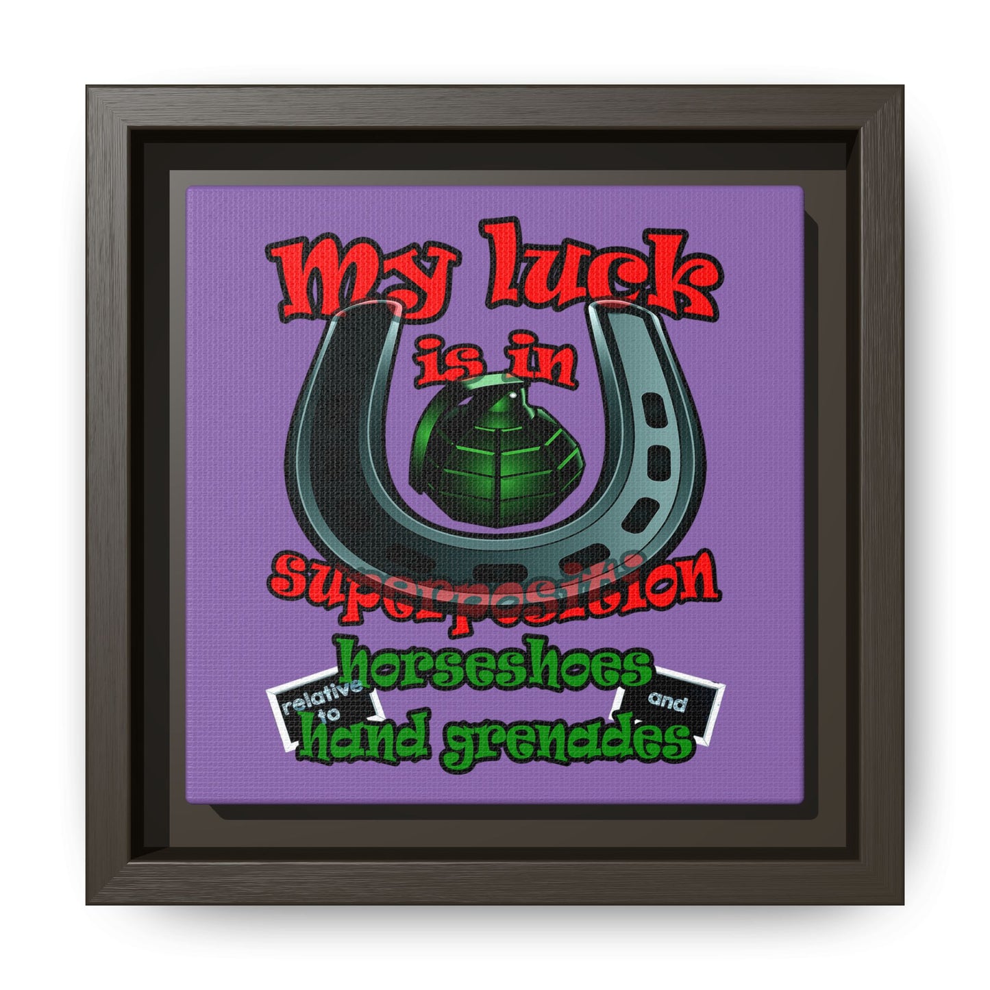 my luck - framed canvas art (light purple)