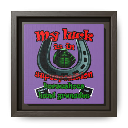 my luck - framed canvas art (light purple)