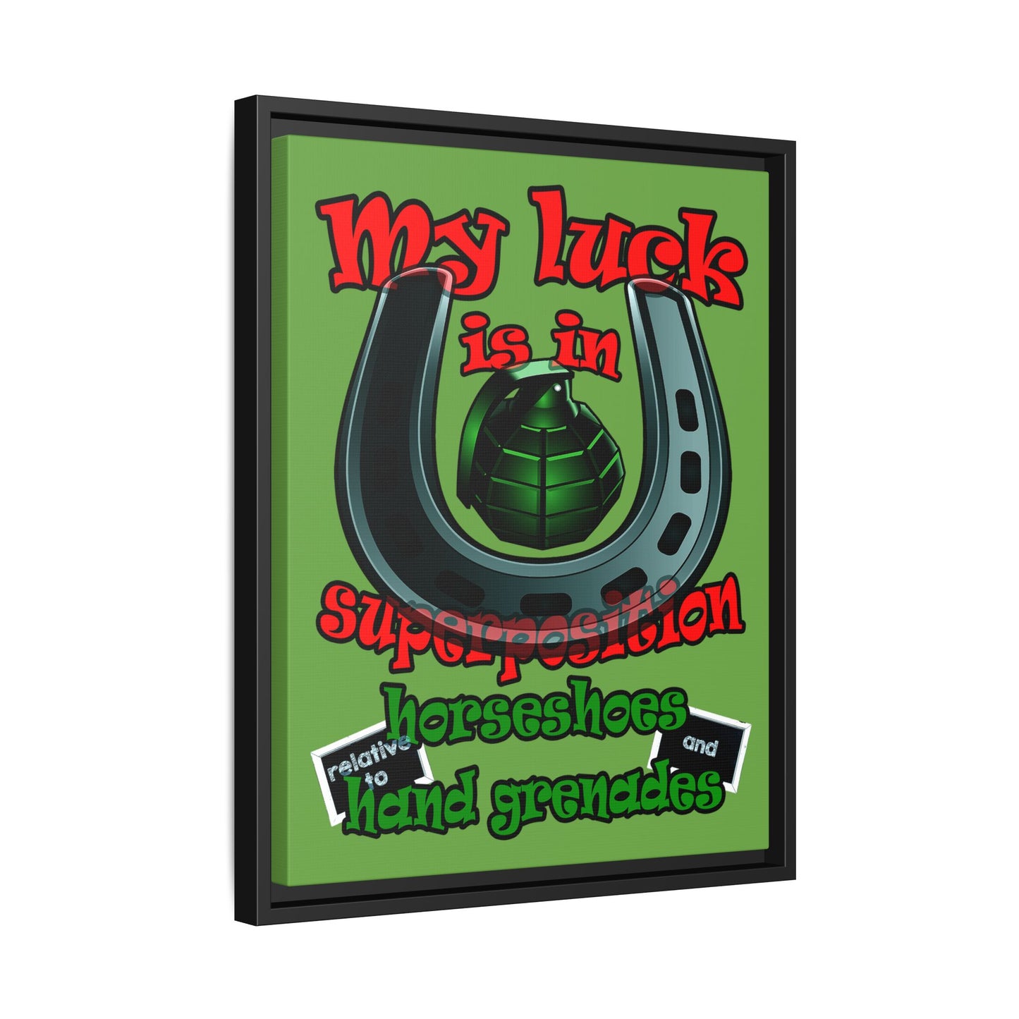 my luck - framed canvas art (green)