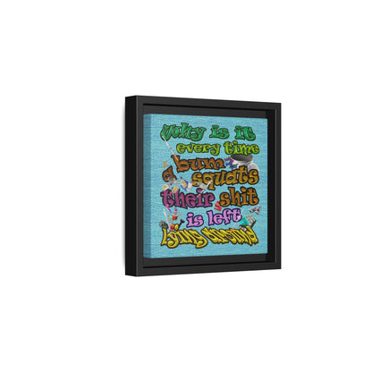 the bum's shit - framed canvas art (faded blue)