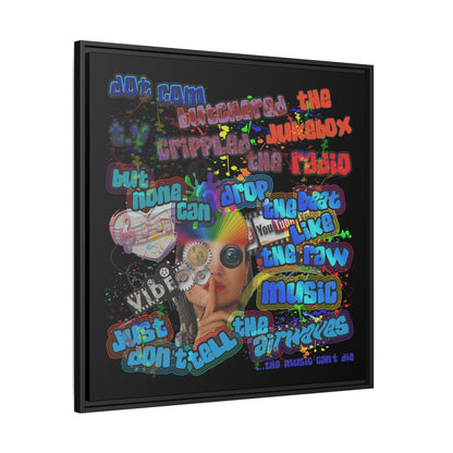 drop the beat - framed canvas art (black)