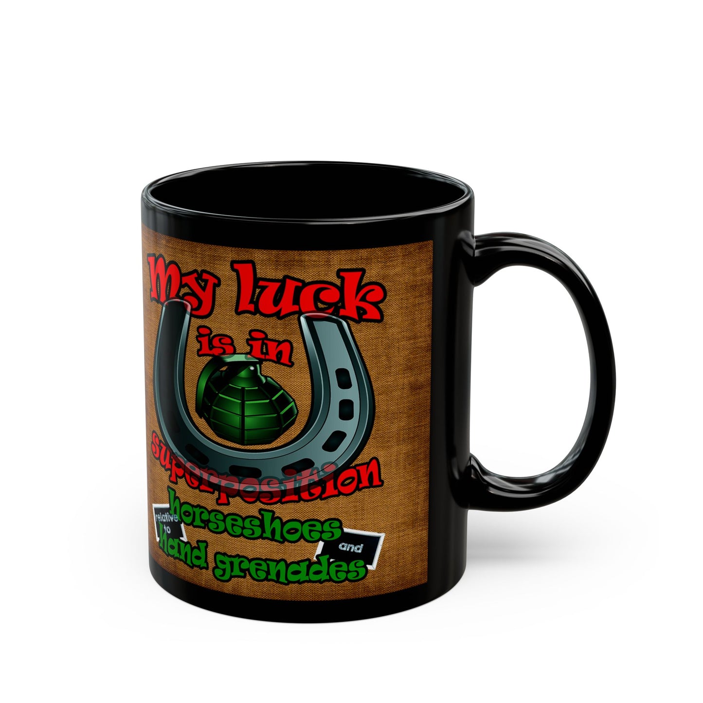 my luck - Black Mug (brown papyrus)