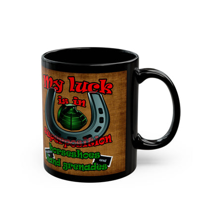 my luck - Black Mug (brown papyrus)