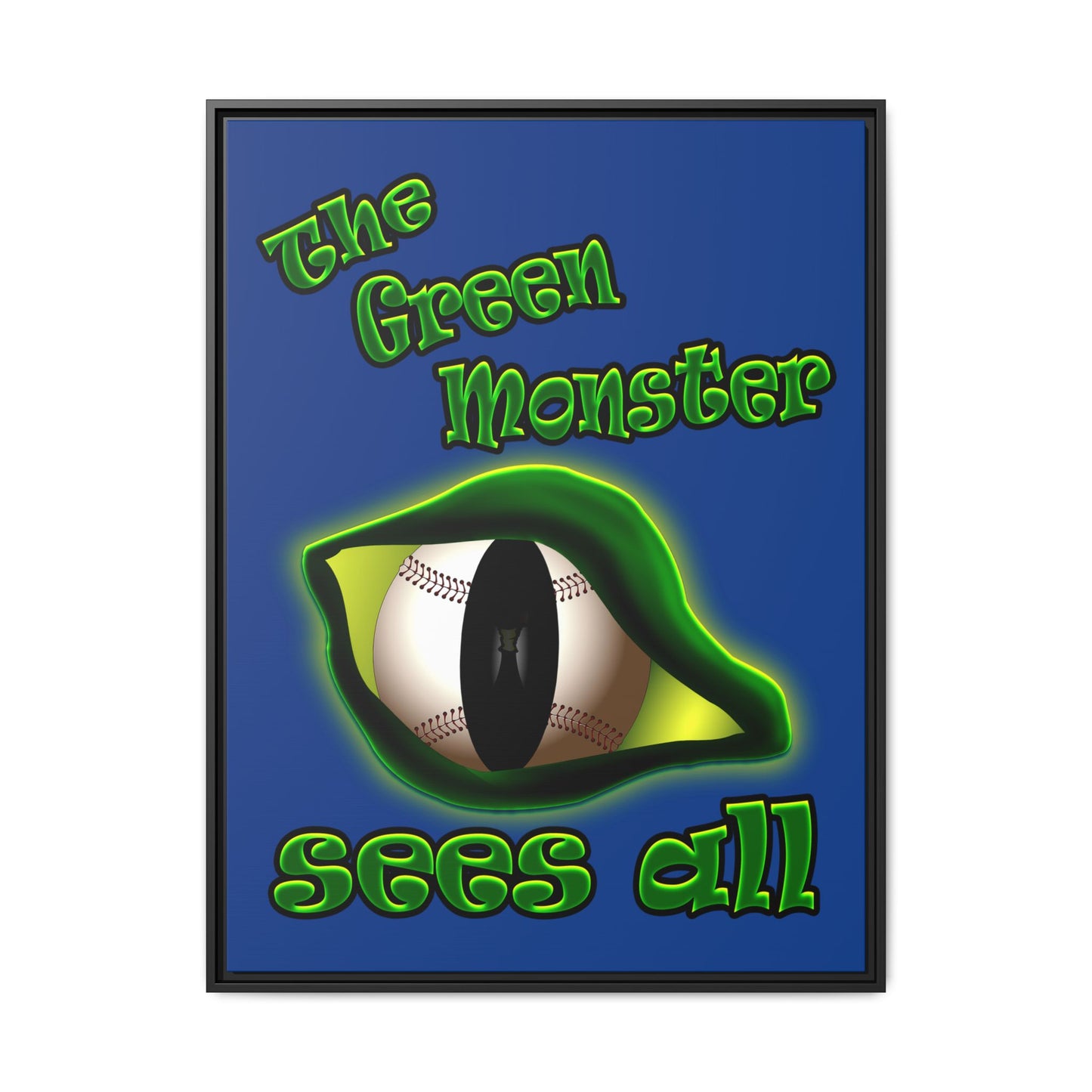 green monster - framed canvas art (dark blue)