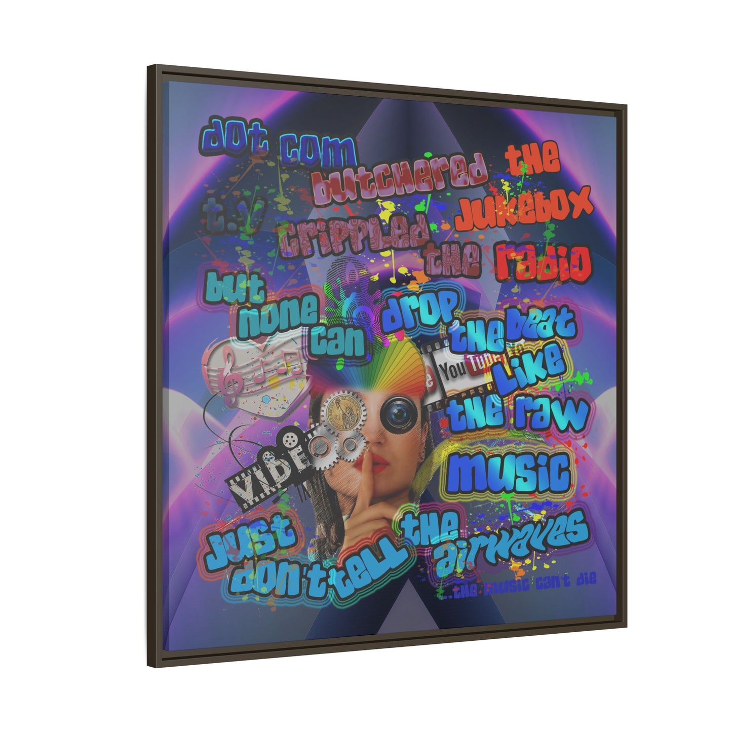 drop the beat - framed canvas art (grey-pink wave)