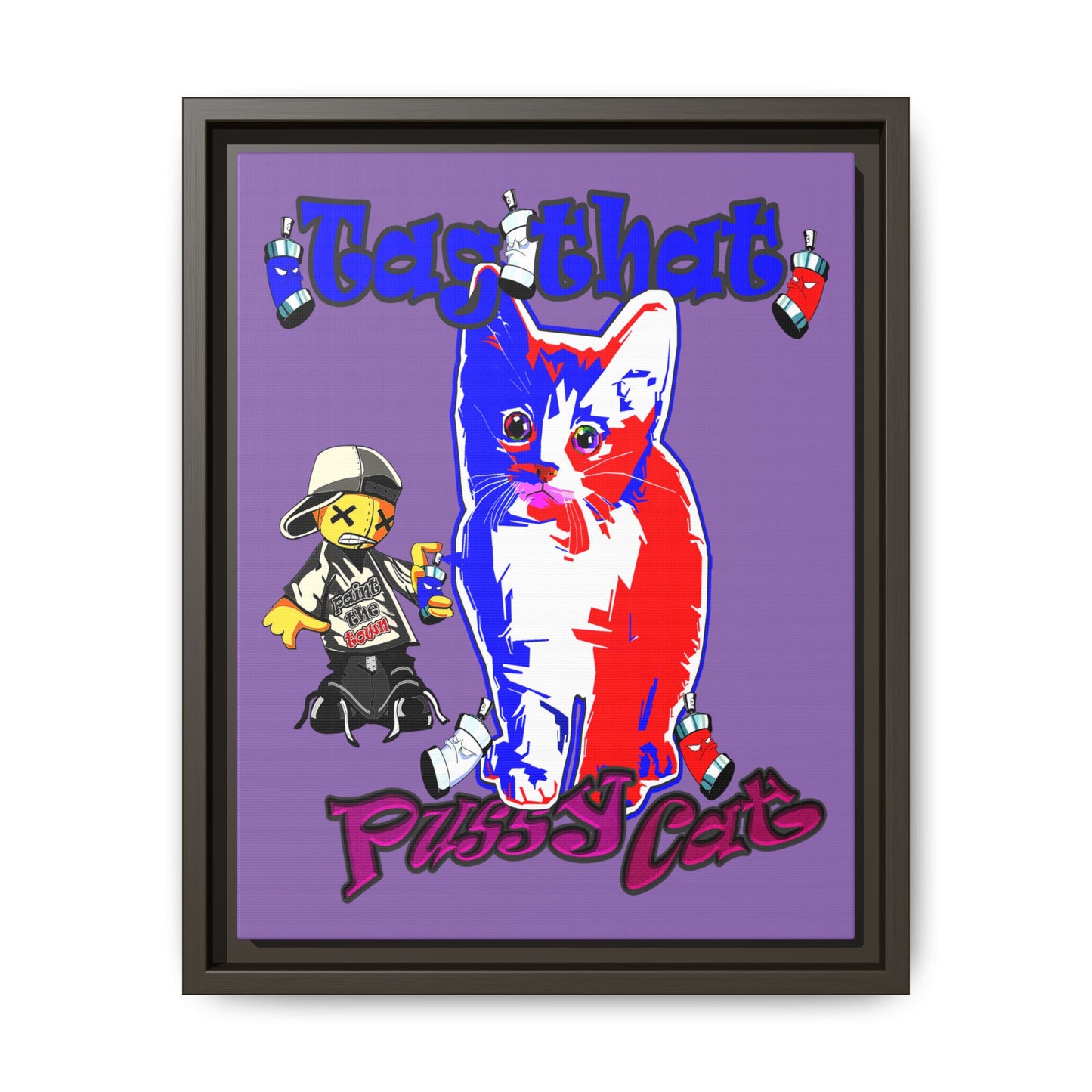 tag that - framed canvas art (light purple)