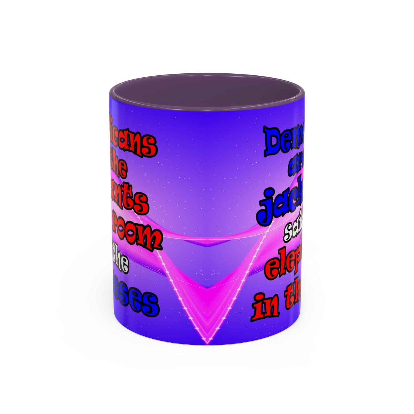 donkeys and elephants - Accent Mug (purple-pink wave)