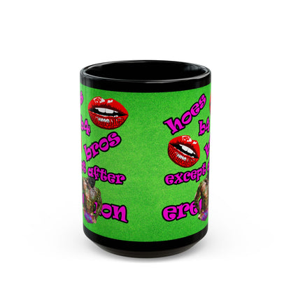 hoes b4 bros - Black Mug (green turf)