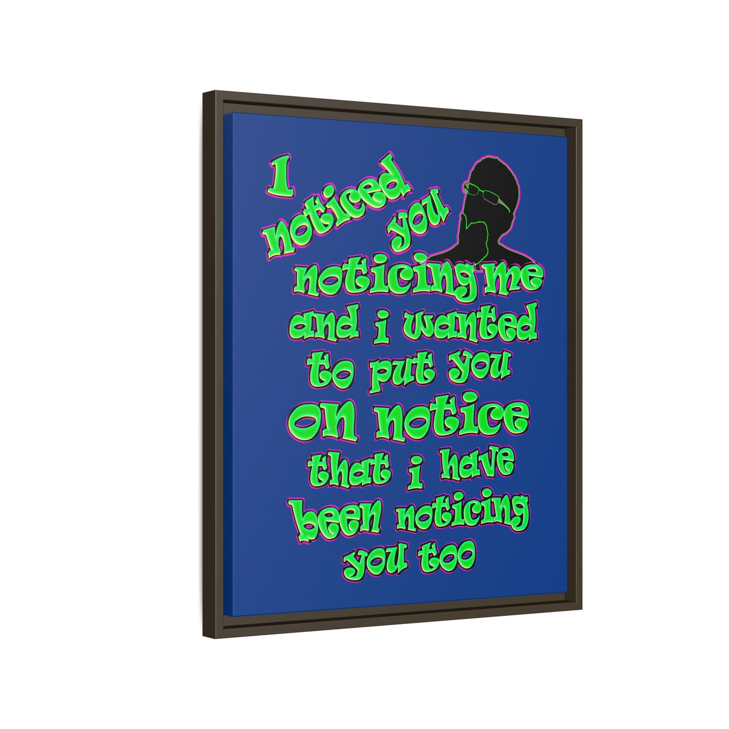 noticed you noticing - framed canvas art (dark blue)