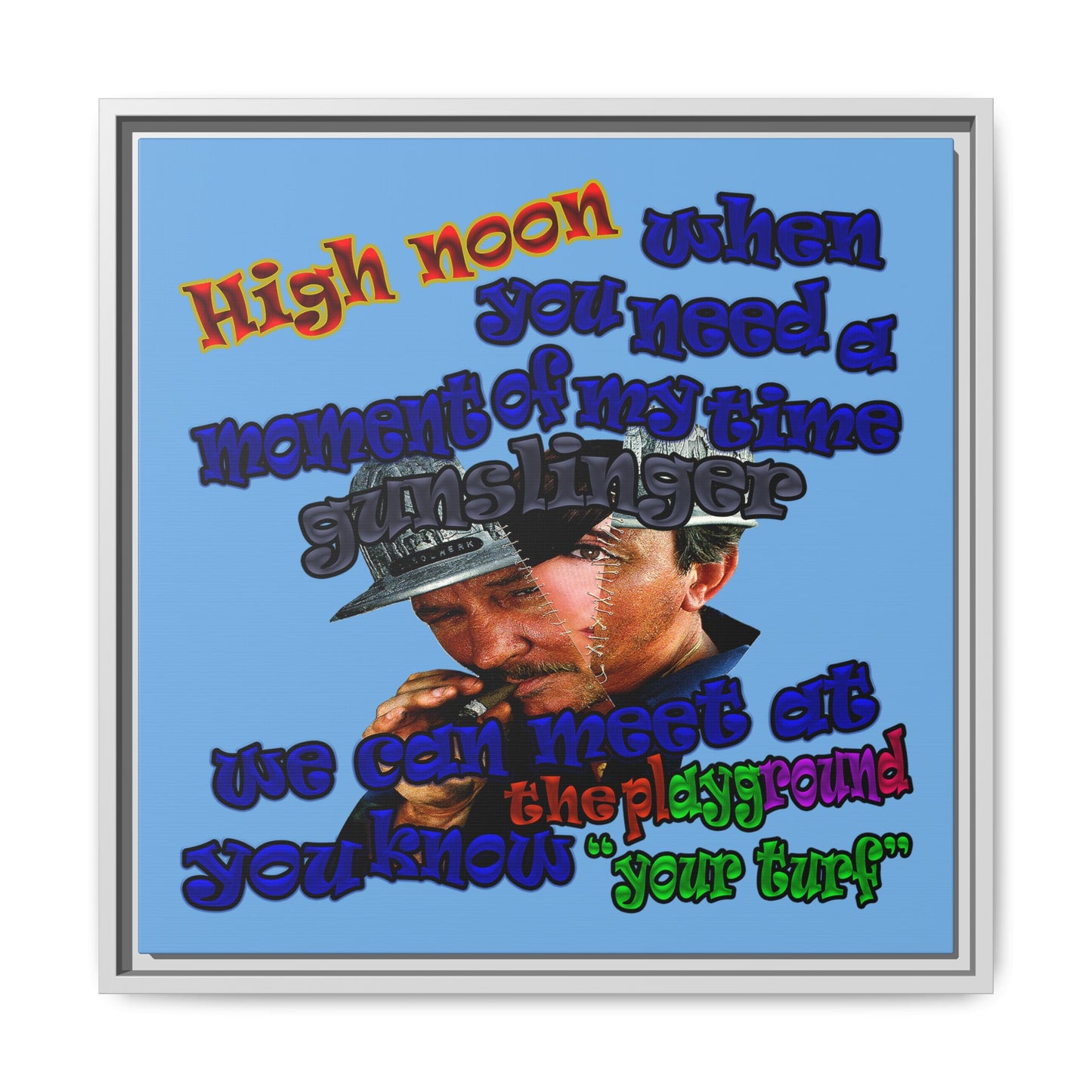 high noon - framed canvas art (light blue)