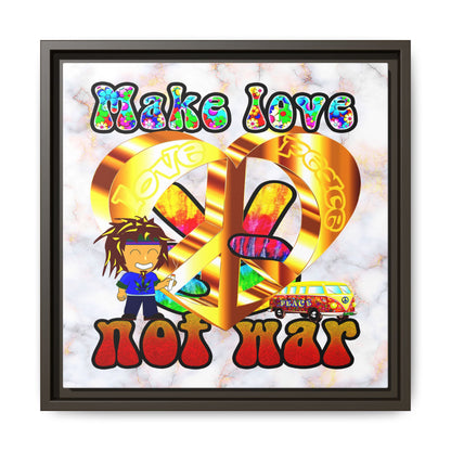 love peace - framed canvas art (white marble)