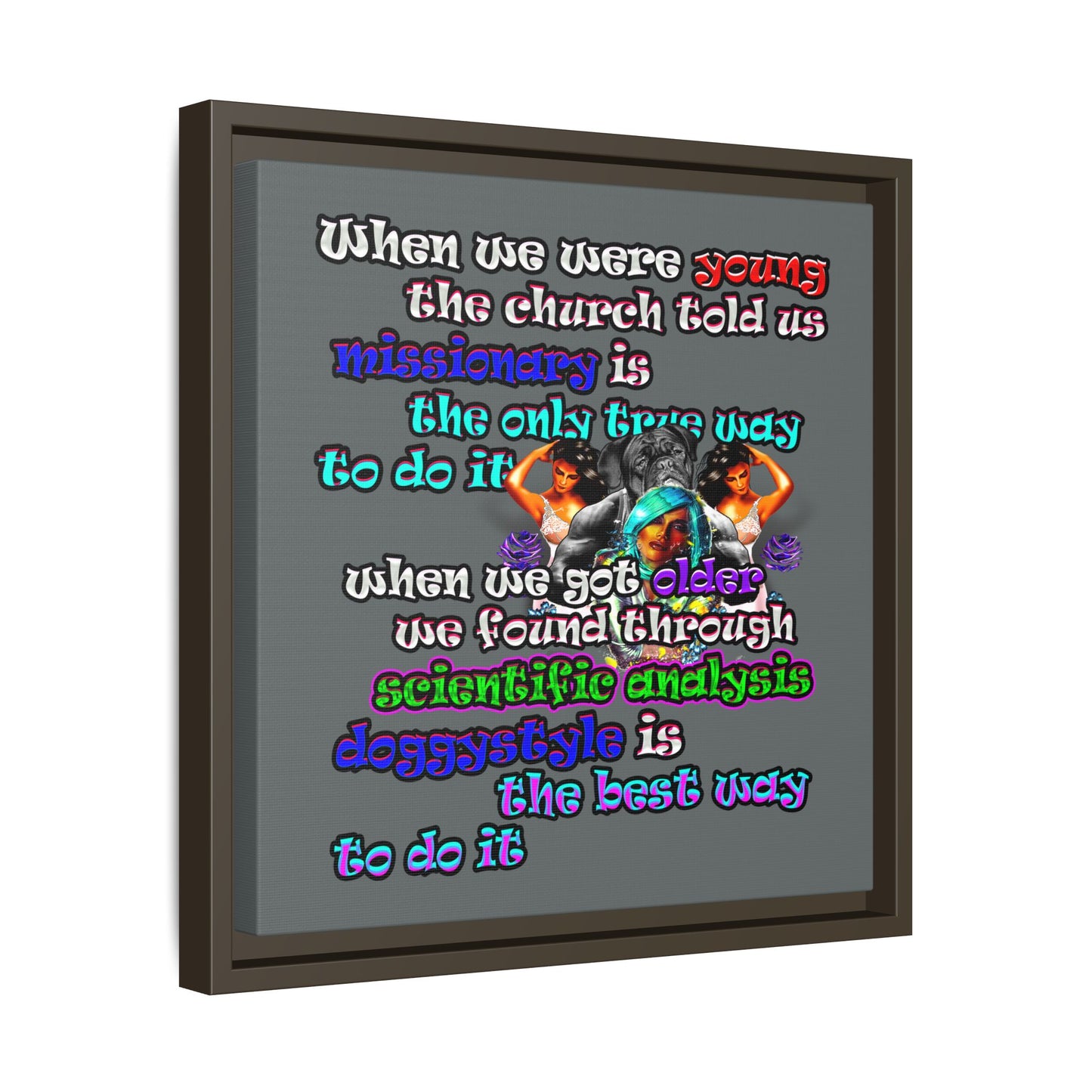 doggystyle - framed canvas art (dark grey)