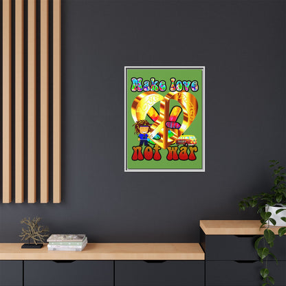 love peace - framed canvas art (green)