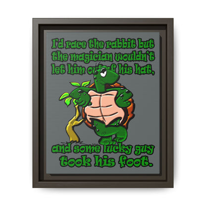 turtle race - framed canvas art (dark grey)