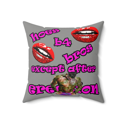 hoes b4 bros - Faux Suede Square Pillow - (grey)