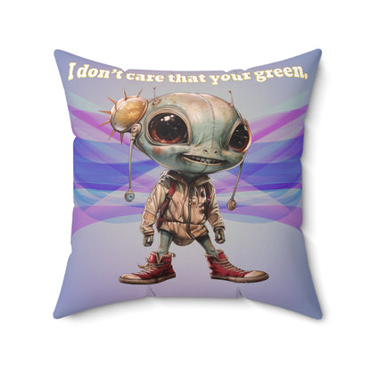 I don't care that your grey - Spun Polyester Square Pillow - (light blue-pink wave)
