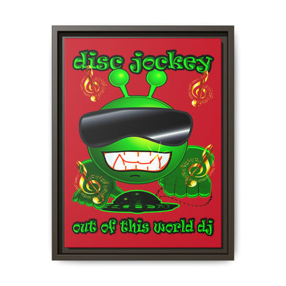 disc jockey - framed canvas art (dark red)