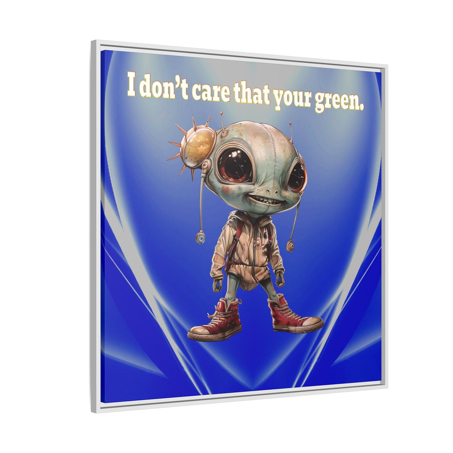 I don't care that your green - framed canvas art (blue-white wave)