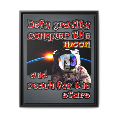 defy conquer reach - framed canvas art (grey-light grey)