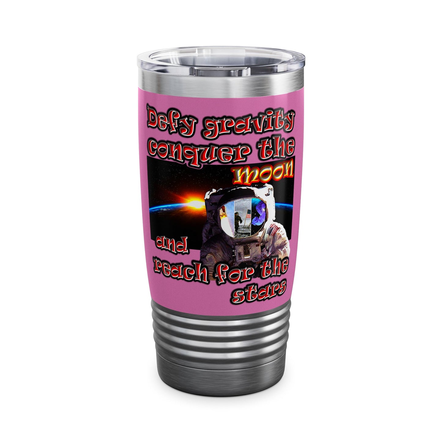 defy conquer reach - Ringneck Tumbler, 20oz (light pink)