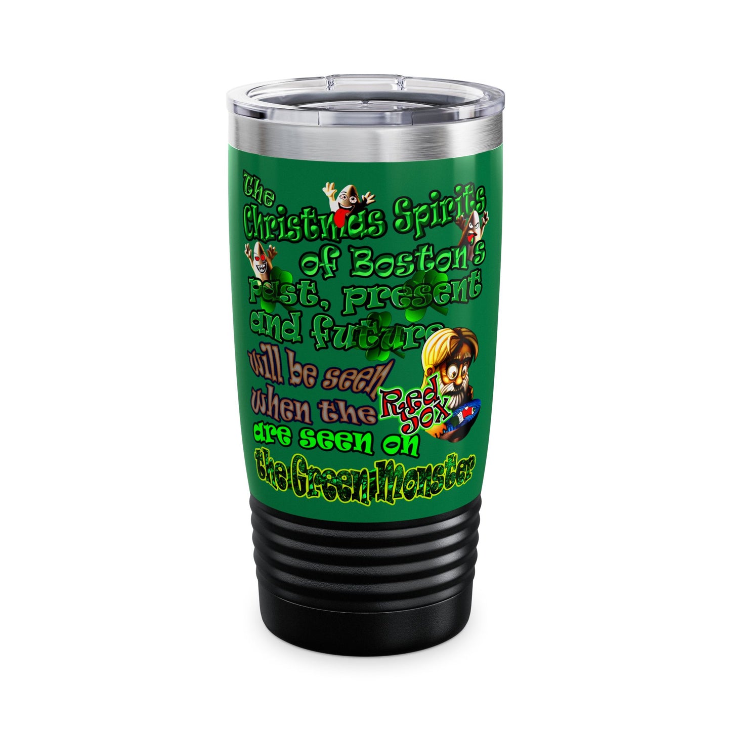 christmas spirits of boston - Ringneck Tumbler, 20oz (dark green)