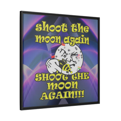 shoot the moon again - framed canvas art (grey-pink wave)