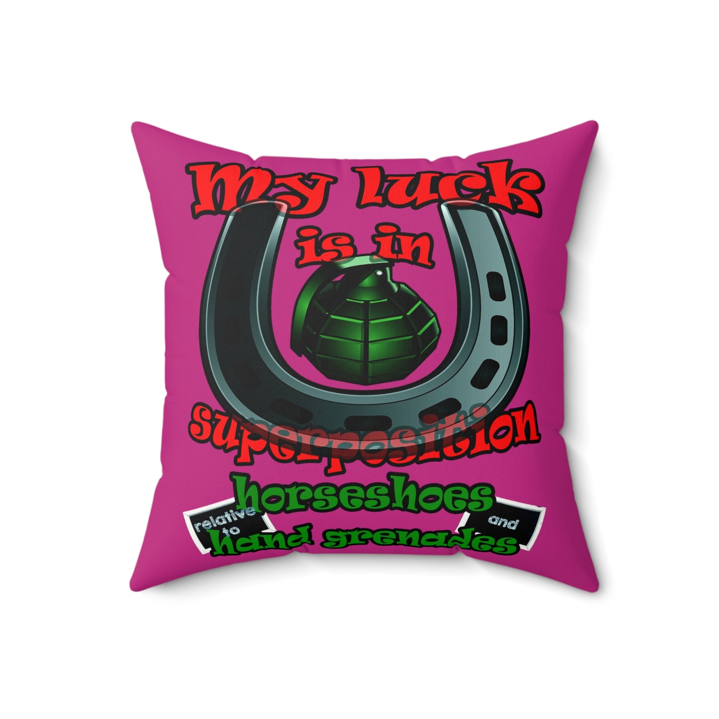 my luck - Faux Suede Square Pillow - (pink)