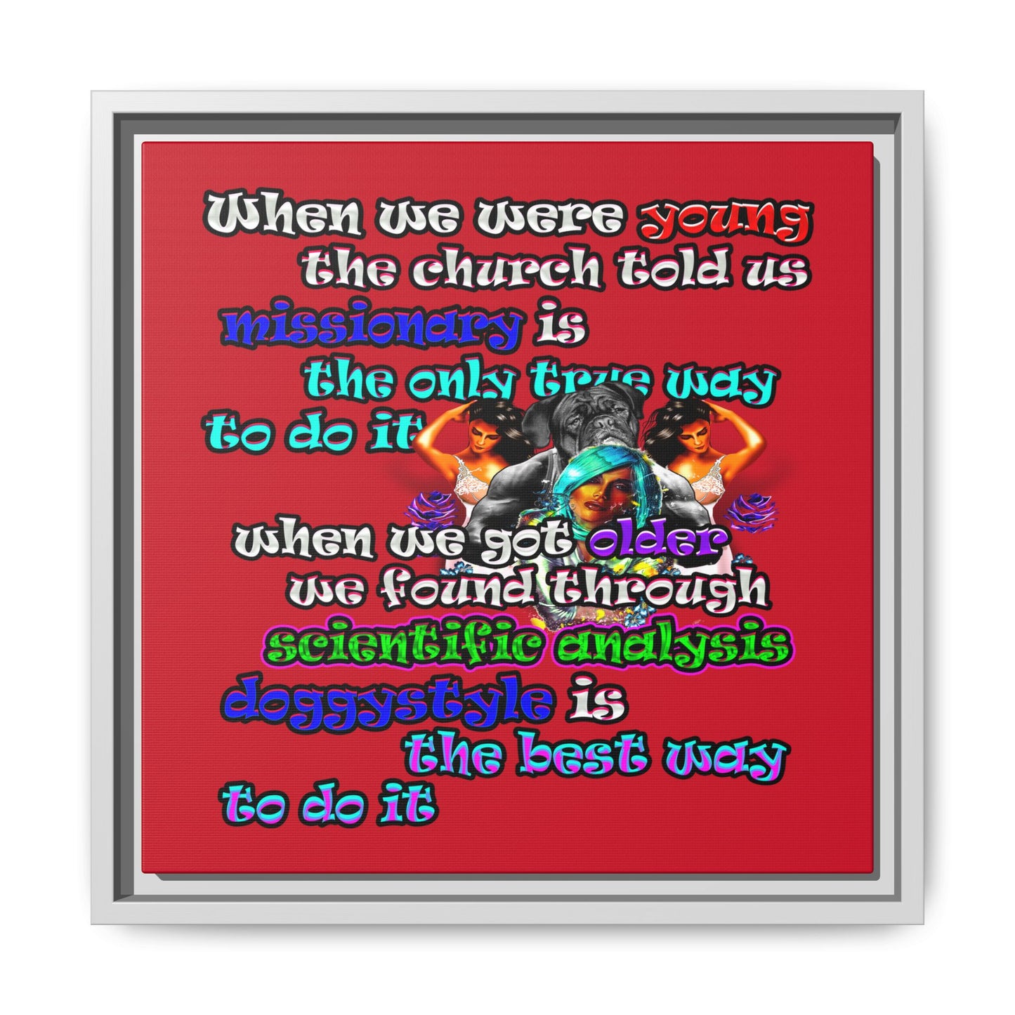doggystyle - framed canvas art (dark red)