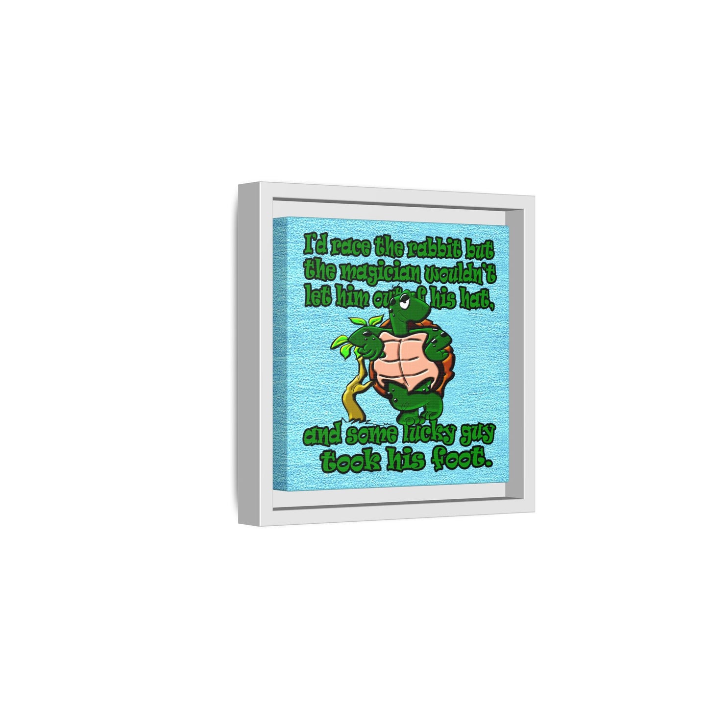 turtle race - framed canvas art (faded blue)