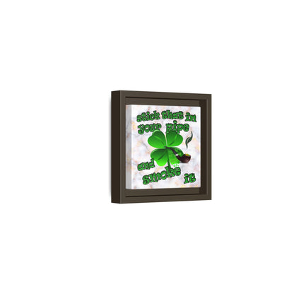 stick that in your pipe and smoke it - framed canvas art (white marble)