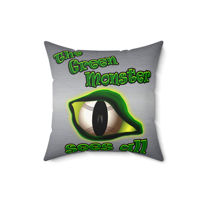 green monster - Faux Suede Square Pillow - (brushed nickel)