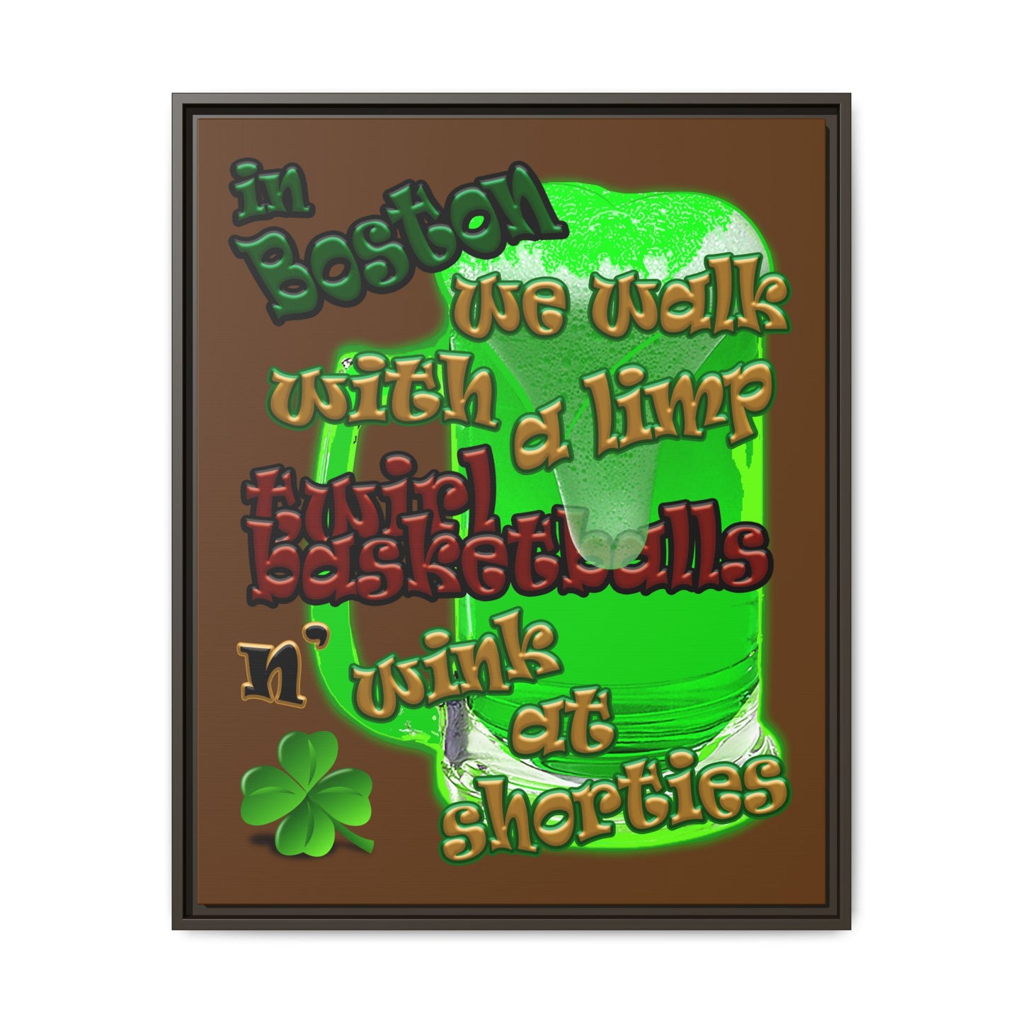 celtics logo - framed canvas art (brown)