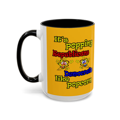 popping like popcorn - Accent Mug (yellow)